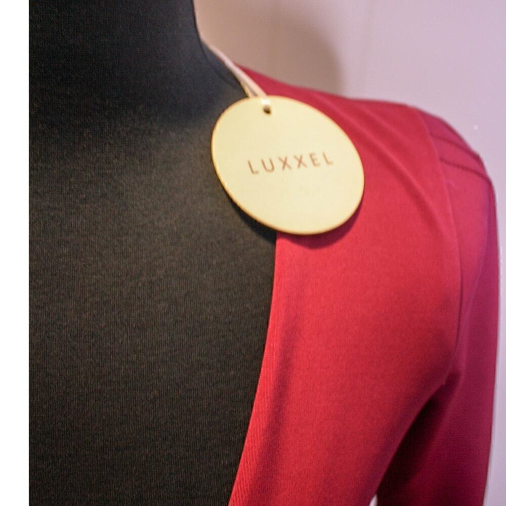 Luxxel Deep V Neck Flare Mini Dress Plum Purple Red Size S NWT - Picture 6 of 7